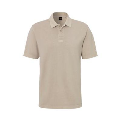 Poloshirt BOSS ORANGE "Pe", Herren, Gr. L, beige (light beige271), Jersey, Obermaterial: 100% Baumwolle, unifarben, casual, regular fit, hoch geschlossener Ausschnitt, Kurzarm eingesetzt eingefasste Kante, Shirts, mit Polokragen Image