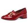 Slipper TAMARIS, Damen, Gr. 38, rot, Lacksynthetik, unifarben, modisch, Schuhe, Blockabsatz, Pumps, Halbschuh, Schlupfschuh mit modischer Zierspange