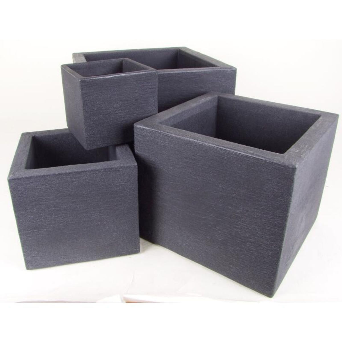 BURI 4er Set Pflanzkübel `Kubus` Übertöpfe Blumentopf 50cm Kunststoff 50 Image