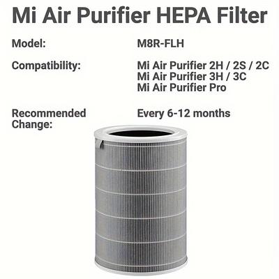 TEMU 1pc Purifier Hepa Filter M8r-flh - Compatible With Xiaomi Mi 1, Mi (2s, 2c, 2h), Mi (3c, 3h), Mi Pro - 3-layer Filtration With H13 True Hepa Pre-filter & Activated Carbon For Air Quality Image
