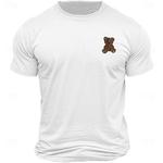 Homme Animal Ourson en peluche T shirt T-shirt 100% Coton Manche Courte Graphique Chemise Blanche Gris foncé Bleu de minuit T-shirt confortable Plein Air Sport extérieur Vêtements de créateurs de mode