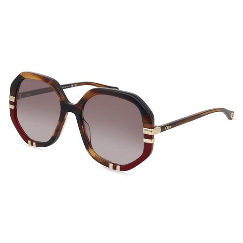 Chloé CH0105S Unisex-Sonnenbrille Vollrand Achteckig Bio-Acetat-Gestell, braun