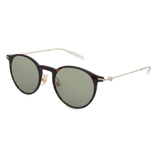 Montblanc MB0097S Herren-Sonnenbrille Vollrand Rund Acetat-Gestell, braun