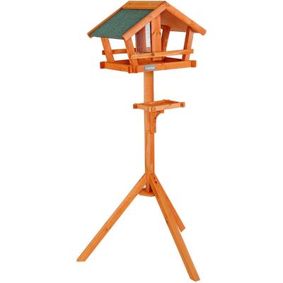 lionto Vogelhaus für Vögel mit wetterfestem Dach und Ständer
