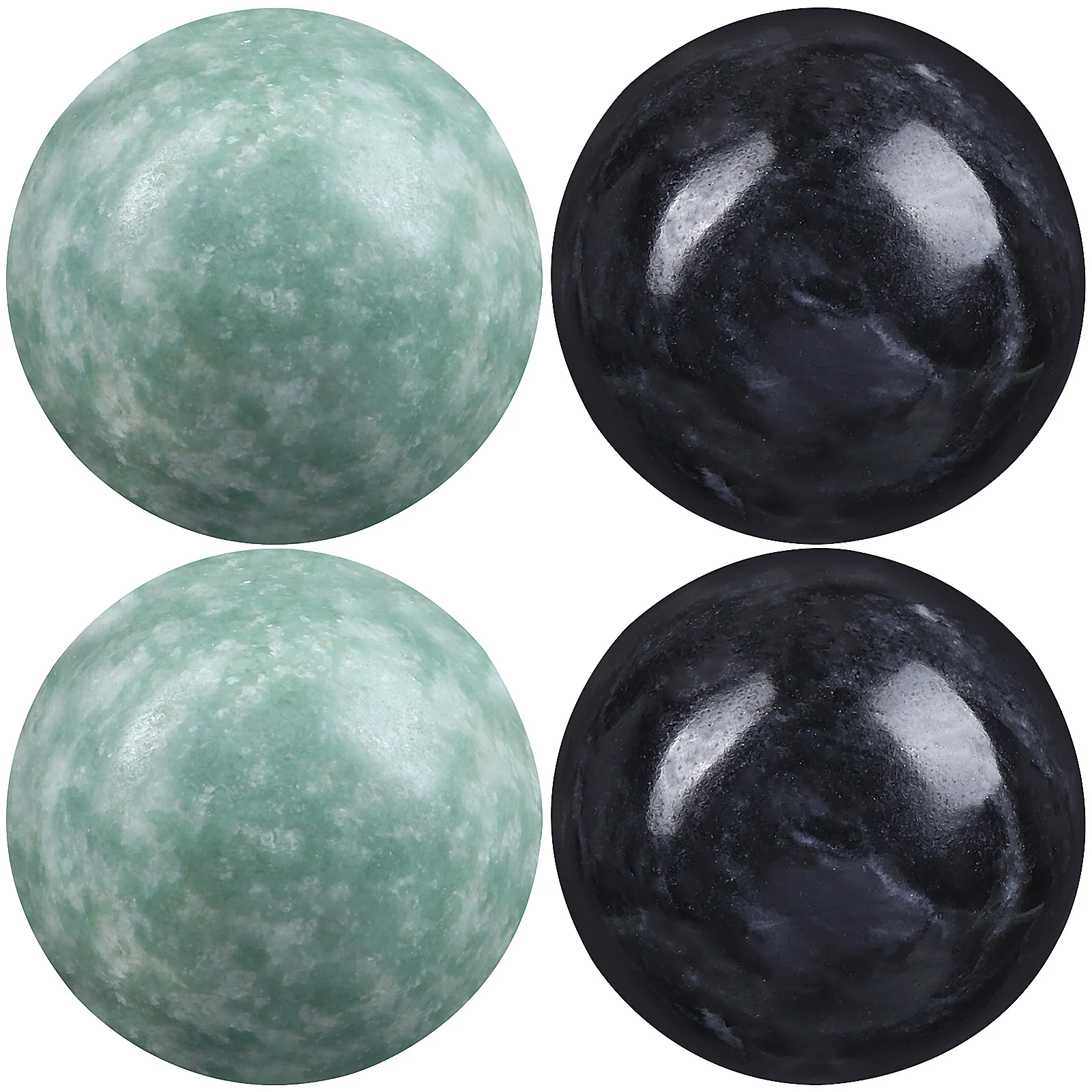 2 jeux de balles de Massage des mains en marbre vert et noir, pour soulager le Stress, exercice de Relaxation musculaire, outils roulants, soins de beauté et de santé