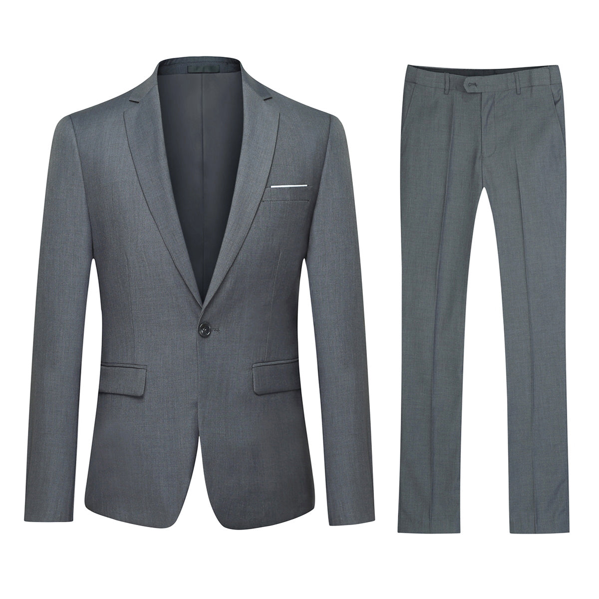 2-teiliger Slim Fit Anzug in schlichtem Design in Grau Image