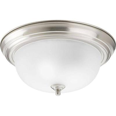 Progress Lighting 176533 - 2 Light 120 volt Brushed Nickel Etched Glass Ceiling Light Fixture (TWO-LIGHT BRUSHED NICKEL FLUSH MOUNT CEILING LIGHT (P3925-09ET))