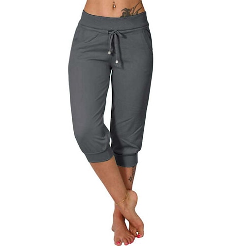 Per donna Pantaloni da yoga Coulisse Strappati con tasche Controllo addominale Vita Alta Allenamento in Palestra Corsa Fitness Pantaloni Capri Pantaloni Tinta unica Grigio scuro blu navy Aalbicocca
