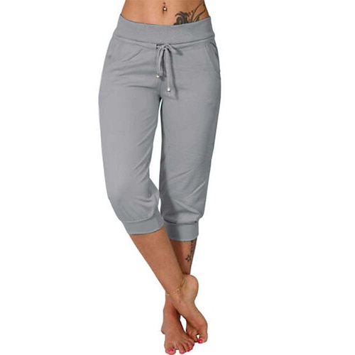 Per donna Pantaloni da yoga Coulisse Strappati con tasche Controllo addominale Vita Alta Allenamento in Palestra Corsa Fitness Pantaloni Capri Pantaloni Tinta unica Grigio scuro blu navy Aalbicocca