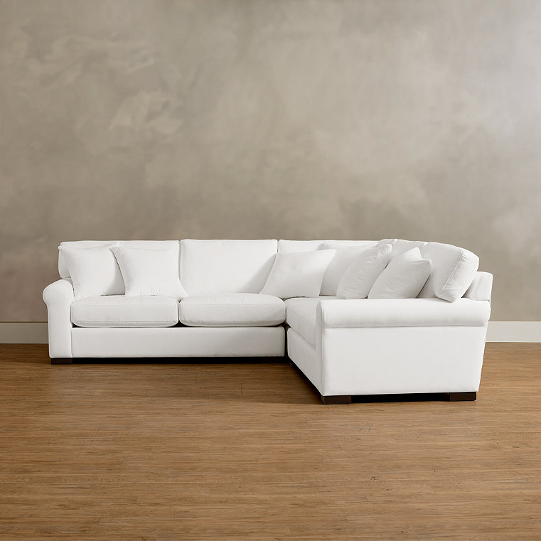 Cleo Upholstered Sectional - Pre-Configured, 3 Piece Wedge Sectional, Crypton Chenille Nomad Snow/3 Piece Wedge Sectional - Grandin Road