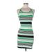 Divided by H&M Casual Dress - Mini Halter Sleeveless: Green Stripes Dresses - Women's Size 8