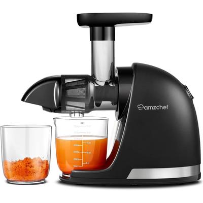 AMZCHEF Slow Cold Press Juicer with Reverse Function, Masticating Juicer with 2 Cups & Brush, 150W, 90-110 RPM