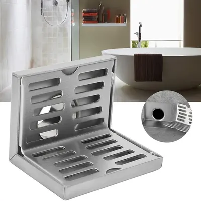 304 Stainless Steel Corner Floor Drain L Shape Side Drainage Durable 10cm Wall Drain Wear for 50 Pipe Balcony Shower Room