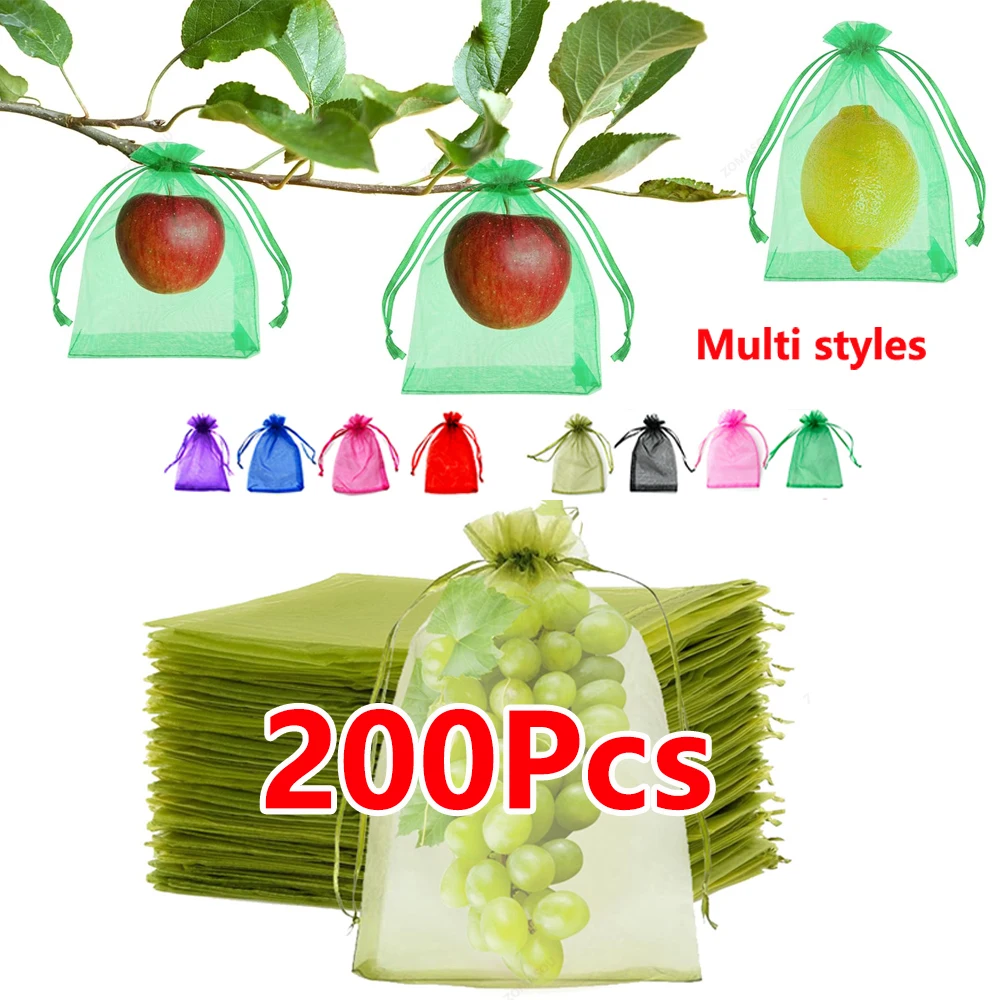 10-200PCS Pflanze Obst Schutz Taschen Trauben Wachsen Taschen Garten Anti-Vogel Netting Mesh Tasche Gemüse erdbeere Taschen Garten Werkzeuge Image