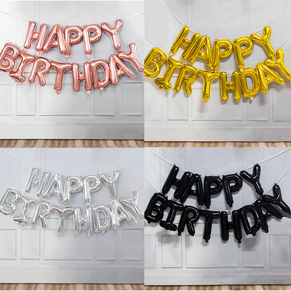 16 Zoll alles Gute zum Geburtstag Dekoration Luftballons rosa blau Buchstaben Folienballons Set Geburtstag Party Dekor Luft Globos Balony Anniversaire Image