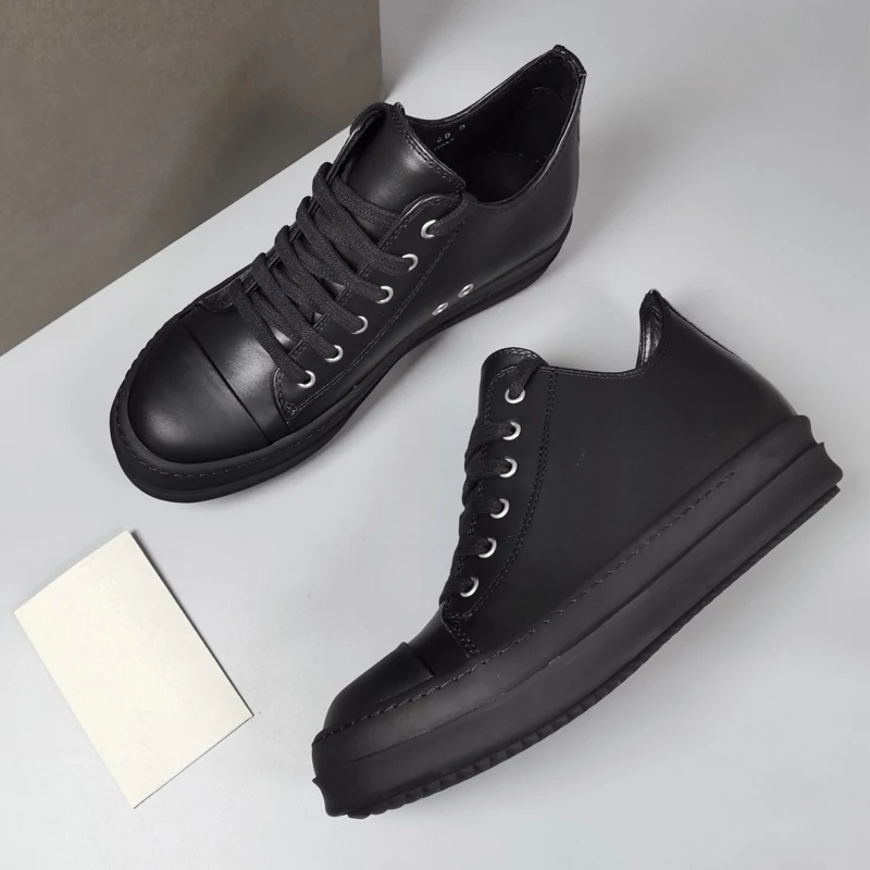 Herren-Sneaker, beliebte Lederschuhe für Damen, ganz in Schwarz, Herren-Freizeitschuhe, modische Schnür-Damen-Sneaker