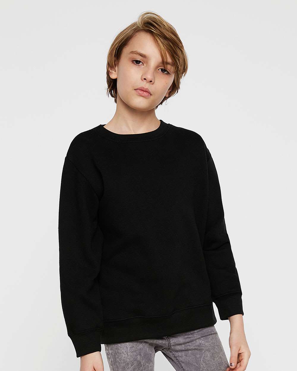 LAT L2225 Youth Fleece Sweatshirt in Black size Medium | Cotton/Polyester Blend 2225LA, 2225