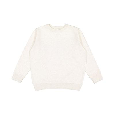 LAT L2225 Youth Elevated Fleece Crew T-Shirt in Natural Heather size XS | Cotton/Polyester Blend 2225LA, 2225