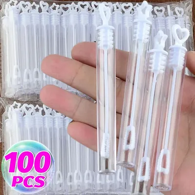 10/100Pcs Mini Heart Bubble Wand Tubes Empty Wedding Love Bubble Bottles Birthday Party Decor Baby