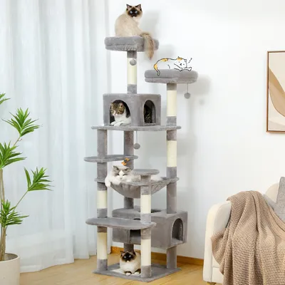 184cm Large Cat Tree and Tower for Indoor Cats With Sisal-Covered Scratching Posts Spacious Hammock