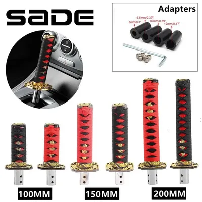 100/150/200mm JDM Katana Shift Knob Samurai Sword Gear Shifter Knob with 4 Adapters Universal Fits