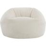 Pouf en velours côtelé Cusco - 80 x 74 x 49 cm - Beige