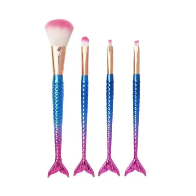 4pcs/set Soft Fiber Mermaid makeup brush Blush Eye Shadow Brush Cosmetic Brush Kit Beauty Tool