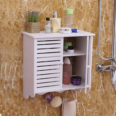Wandschrank Hängeschrank Badezimmerschrank 2 Fächer Badschrank Wandmontage mit Türen und 3 Haken, Image