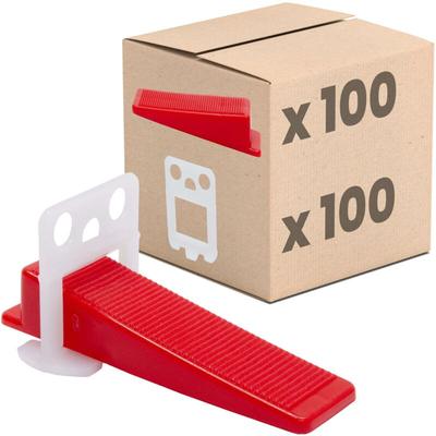 Fliesen Nivelliersystem, Verlegehilfe Set, Fliesenleger Werkzeug - 1mm Set: 200tlg., 100 Laschen + Image