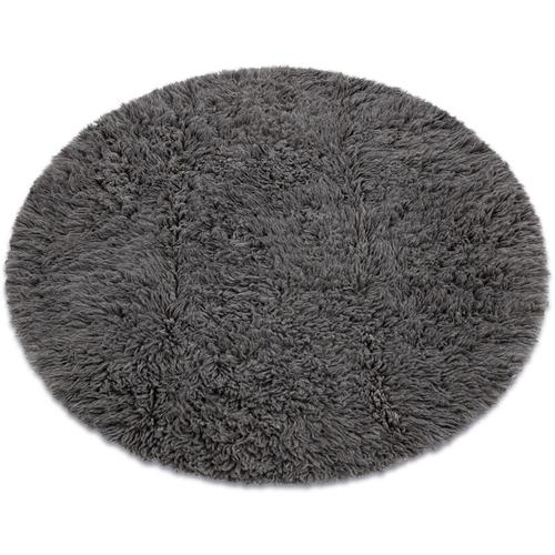 Rugsx - Flokati wolle Kreis grau grey rund 140 cm