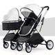 Twin Umbrella Stroller Double Stroller for Infant & Toddler,Twin Baby Pram Stroller,Toddler Stroller for Twins,Foldable Double Seat Tandem Stroller Pushchair(White)