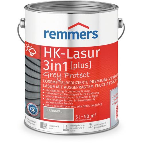 Remmers - HK-Lasur 3in1 Grey Protect [plus] platingrau, matt, 5 Liter, Holzlasur, Premium Holzlasur