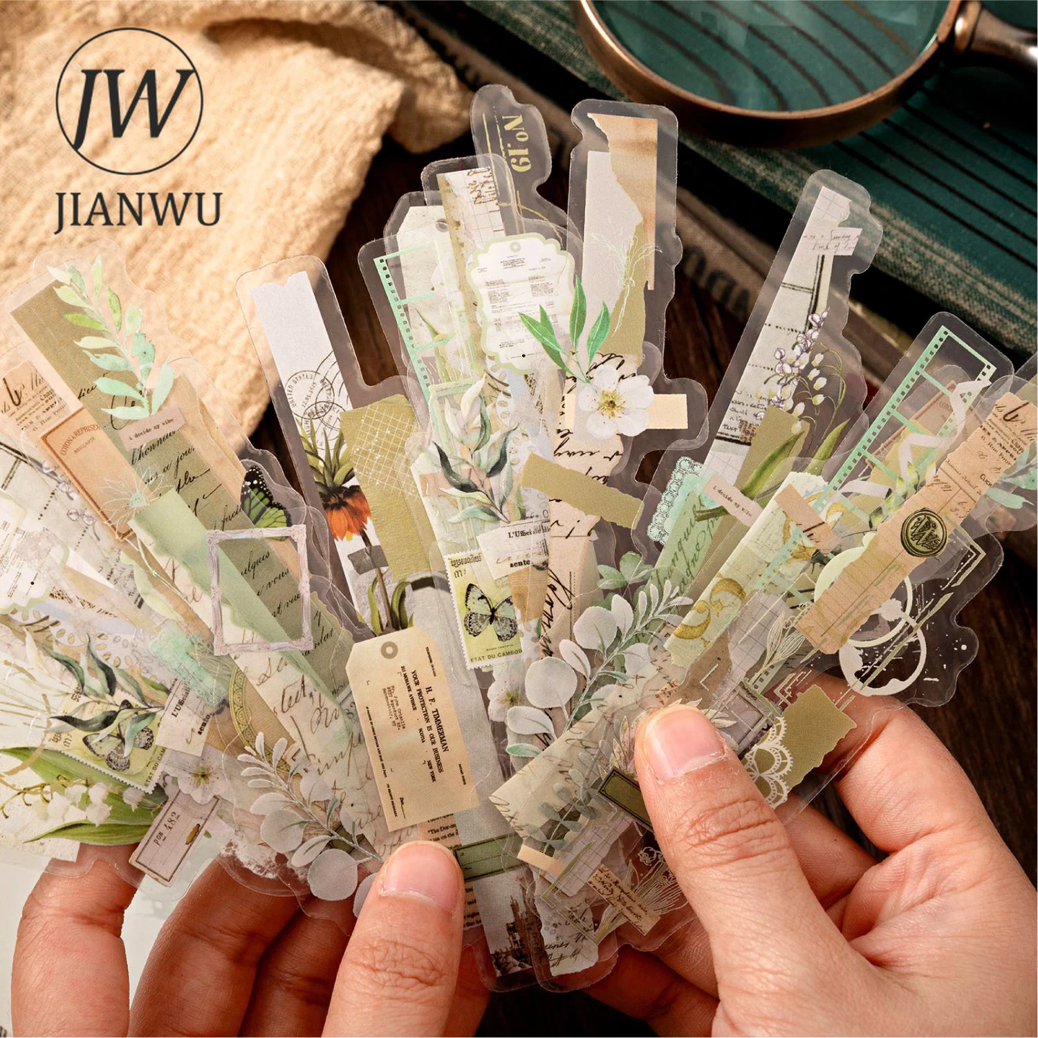 JIANWU-Lot de 20 feuilles de papier vintage pour laboratoire, autocollant décoratif pour animal de compagnie, idéal pour le bricolage et la création de journal, plantes et fleurs