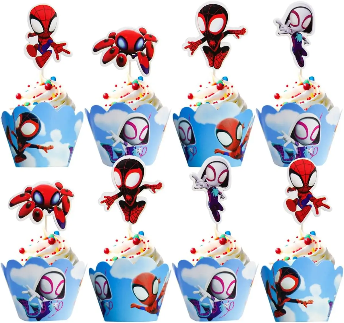 Neue Spidey Kuchen Dekoration Spider Man Geburtstag Party Gefälligkeiten Cupcake Wrapper Baby Dusche Liefert Topper für Kinder Image
