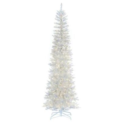 Vickerman 760987 - 7.5' x 32" White Pencil 450 Warm White Lights Artificial Christmas Tree Christmas Tree (K240176LED)