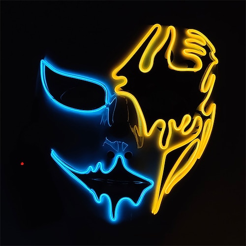 Neonlicht-LED-Maske, LED-Halloween-Gruselmaske, Cosplay-Party-Maske, Maskerade-Masken, Halloween-Kostüm, Karneval, Glow-Party-Requisiten Image