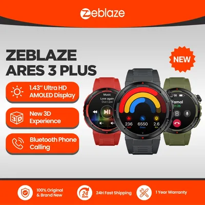 New Zeblaze Ares 3 Plus 1.43'' HD AMOLED Display Voice Calling Smartwatch New 3D Interactive Health&Fitness Tracking Smart Watch