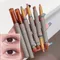 Double Ended Silky Matte Eye Shadow Stick Rose Brown Glitter Nude Eyeshadow Pen With Eye Shadow Halo