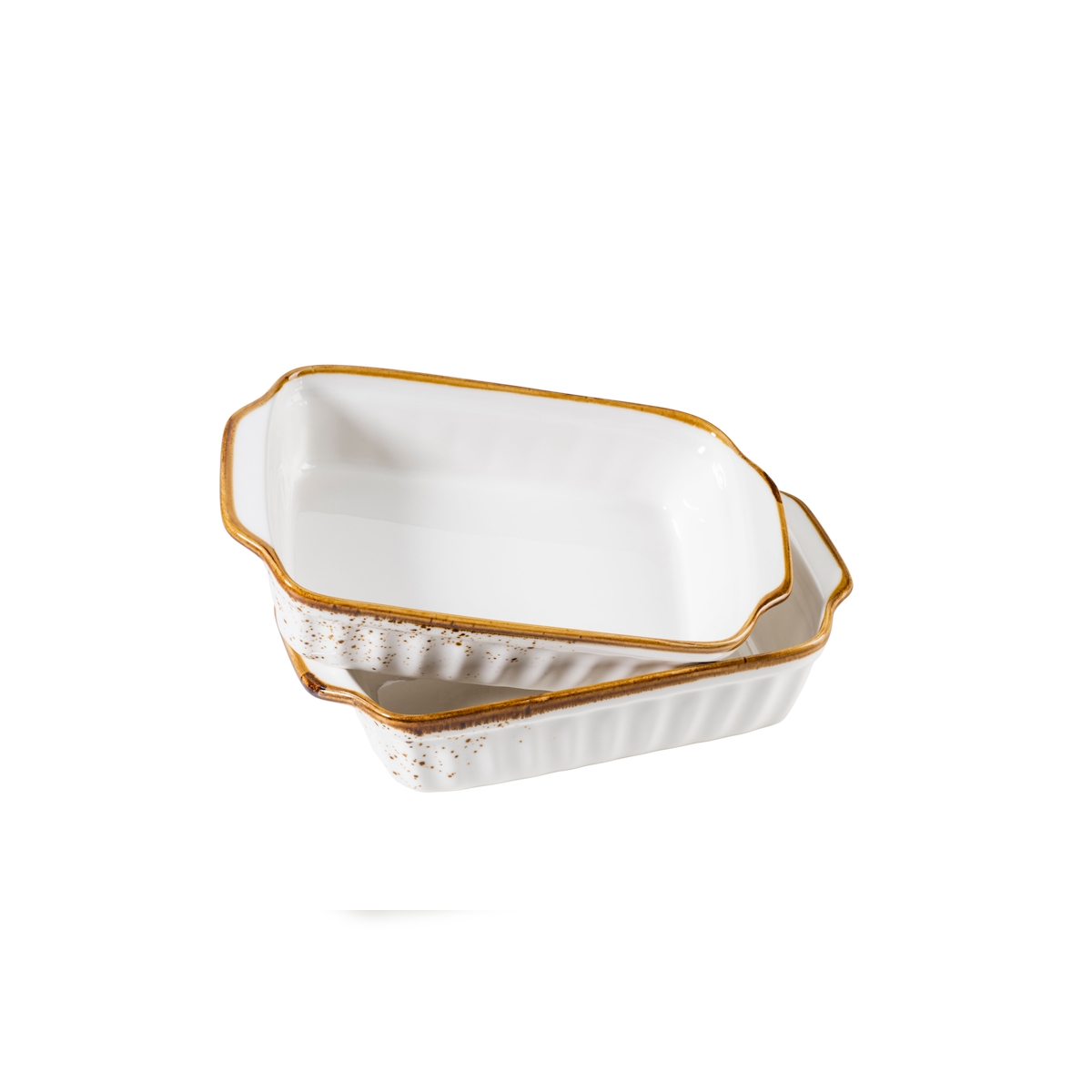 MÄSER Auflaufform 23 x 14,5 cm, 2er Set, braun, postsicher Set, PINTAR Brauner Rand, 935208 Image