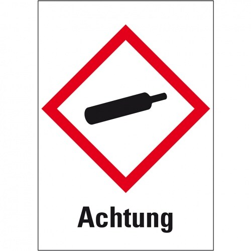 König Werbeanlagen Dreifke® Aufkleber I Gefahrensymbol Gasflasche GHS 04, Achtung, Folie, 52x74mm, GHS-Verordnung Image