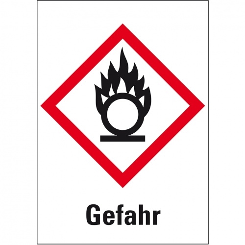 König Werbeanlagen Dreifke® Aufkleber I Gefahrensymbol Flamme über Kreis GHS 03, Gefahr, Folie, 105x148mm, GHS-Verordnung Image