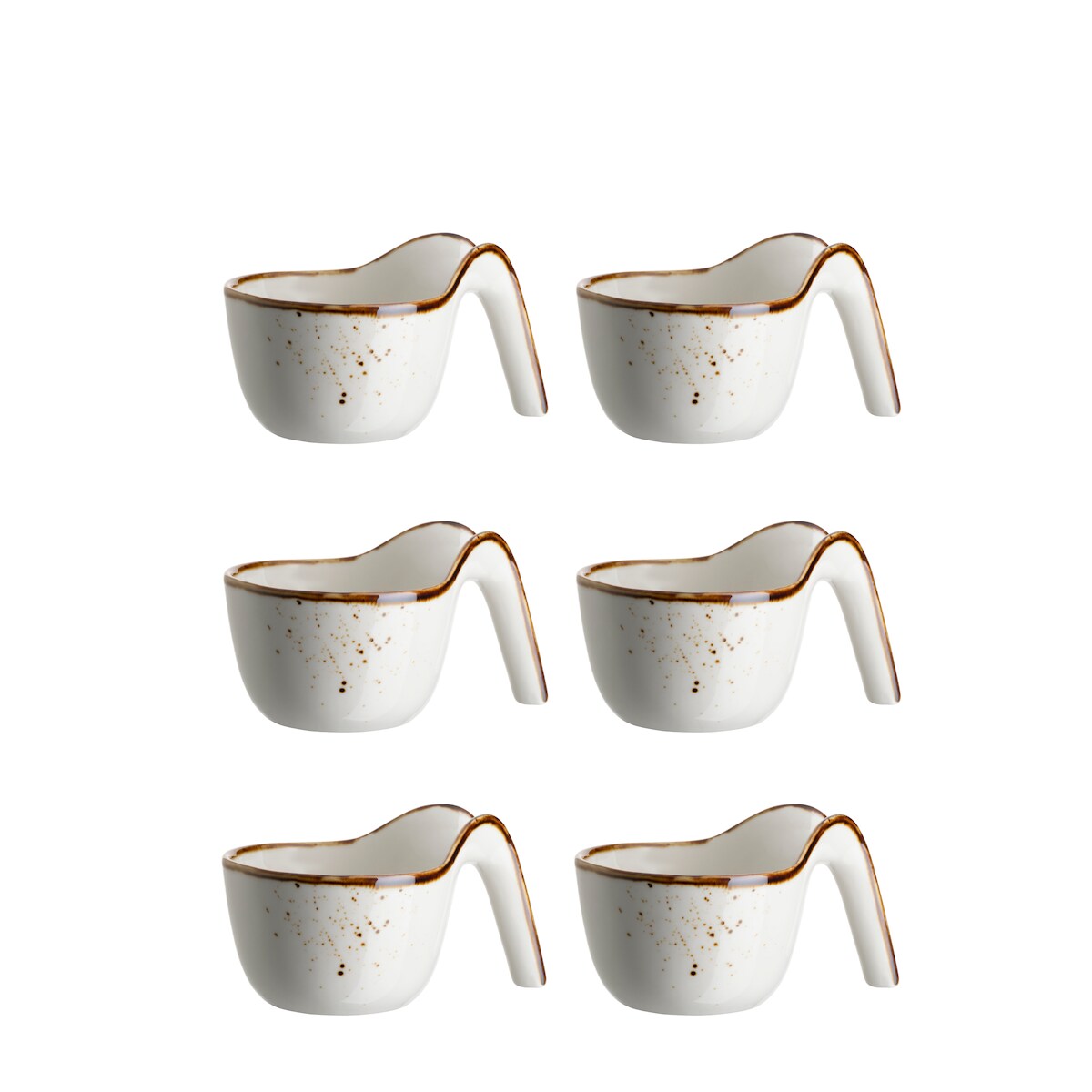 MÄSER Gourmetlöffel 12,5 x 9 cm Weiss mit braunem Rand 6er Set, PINTAR Brauner Rand, 594020 Image