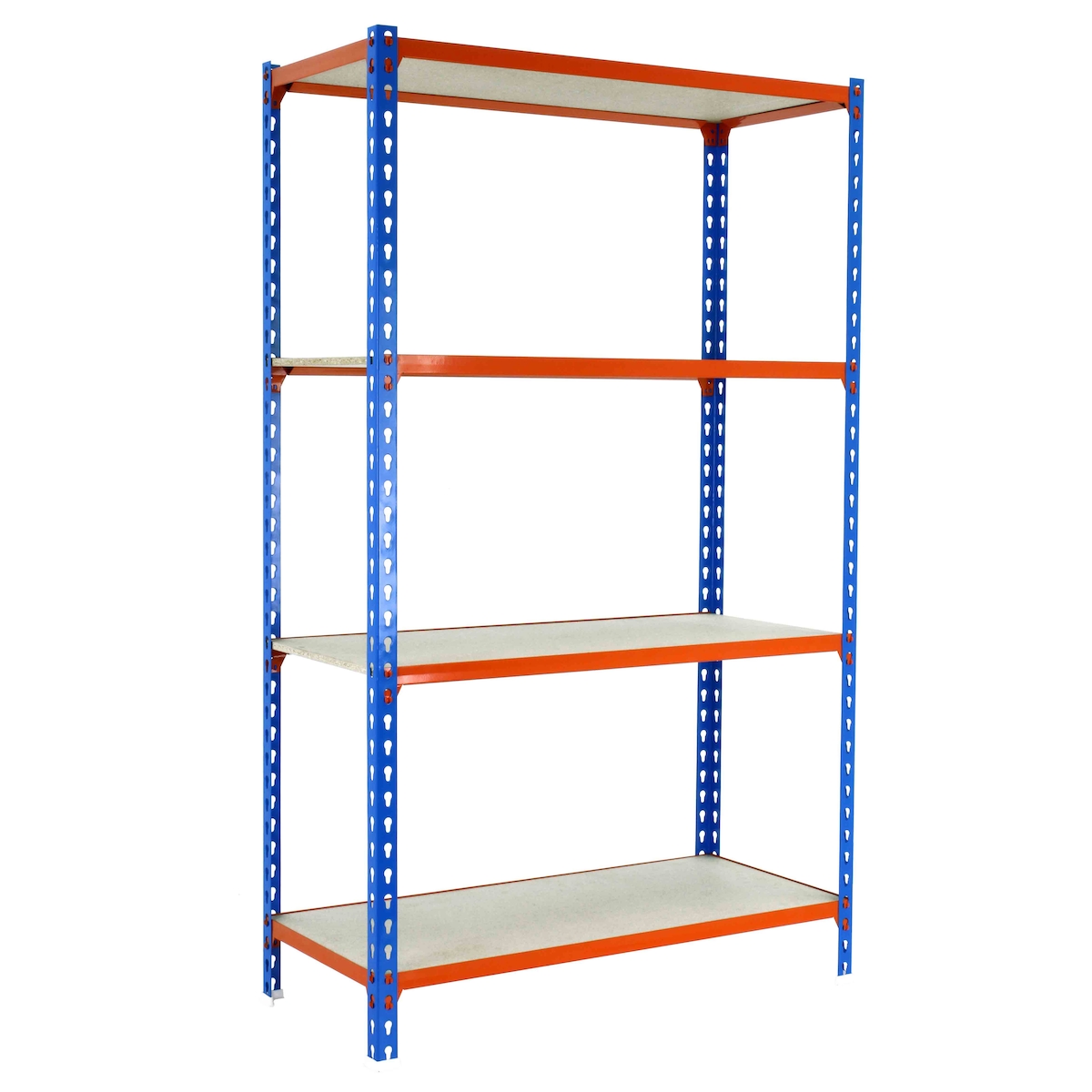 PROREGAL Schwerlastregal MID MULI | HxBxT 150x80x50cm | 4 Fachböden | Fachlast 150kg | Blau-Orange | Lagerregal Kellerregal Werkstattregal Image