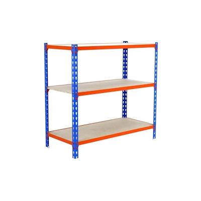 PROREGAL Schwerlastregal SMALL MULI | HxBxT 100x100x40cm | 3 Fachböden | Fachlast 150kg | Blau-Orange | Lagerregal Kellerregal Werkstattregal Image