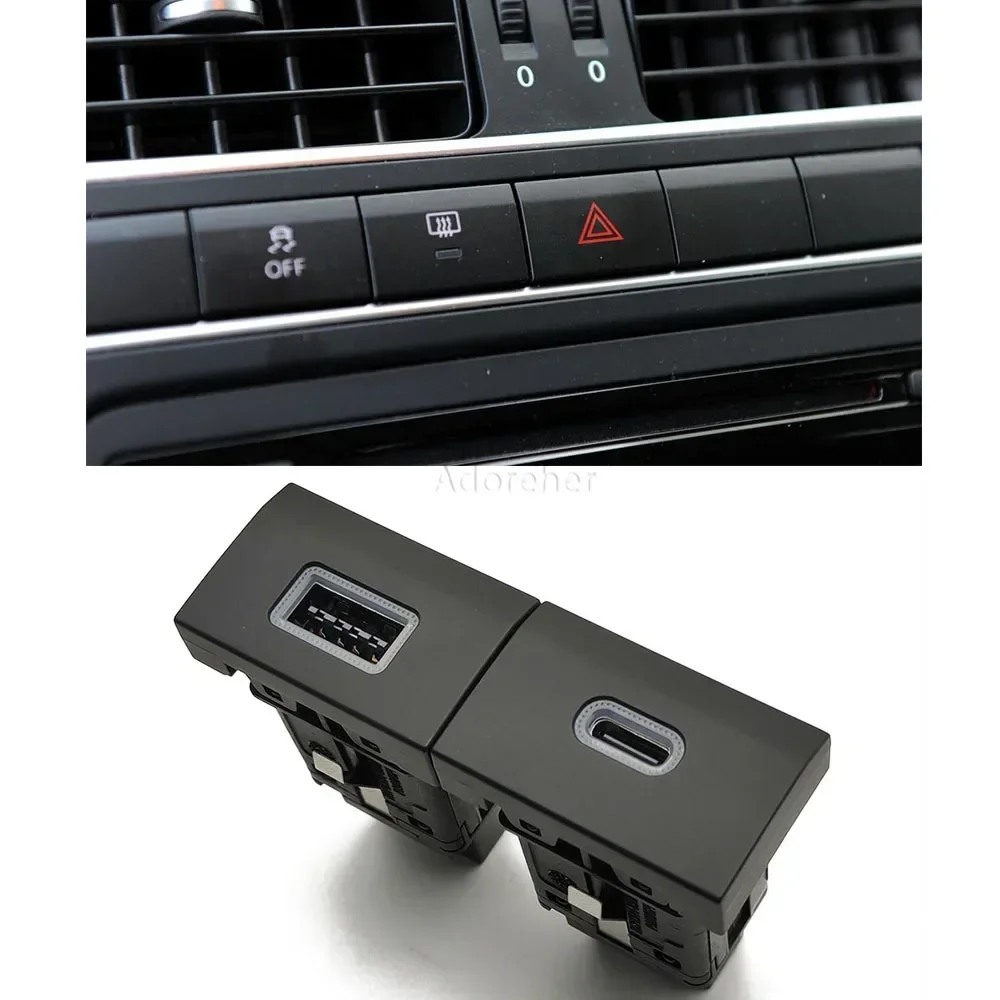 Caricabatteria da Auto rapido QC3.0 tipo C PD doppia presa di interfaccia USB pulsante adattatore di ricarica rapida per telefono automatico per Volkswagen POLO 11-13