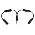 1 ingresso 2 uscite 3,5 mm stereo maschio doppio mono 3,5 mm femmina audio auricolare cavo sdoppiatore a Y nero con interruttore del volume