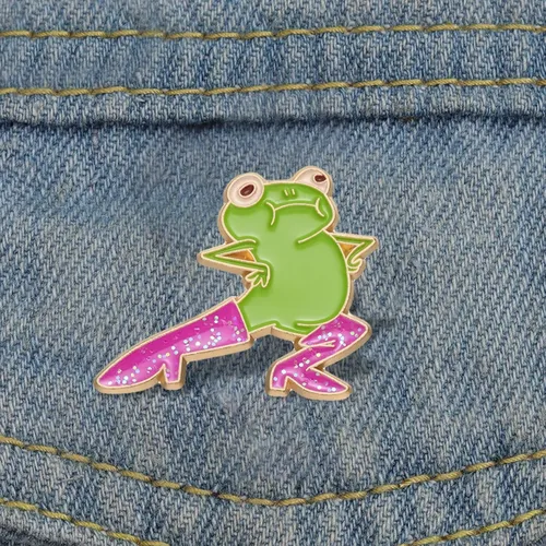 Cool Funny Frog Enamel Pins Custom Brooches Lapel Badges Cartoon Animal Jewelry Gift for Kids Friends