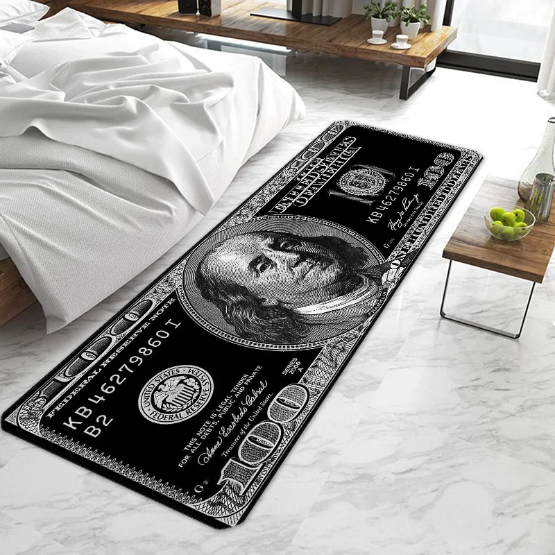 100 Dollar Bill Runner Area Rug Door Mat Entrance Non-slip Washable Kitchen Carpet Living Room Hallway Rugs Bathroom Bath