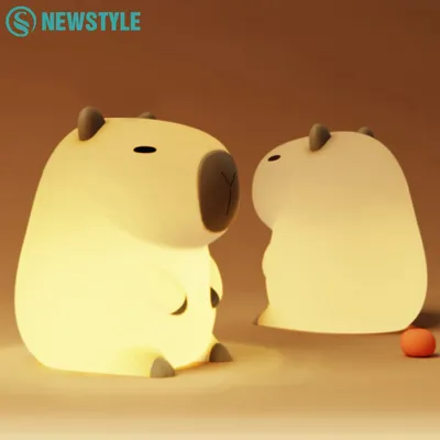 Cute Capybara Night Light Novelty 2 Levels Dimmable Nursery Snail Nightlight Rechargeable Touch Lamp