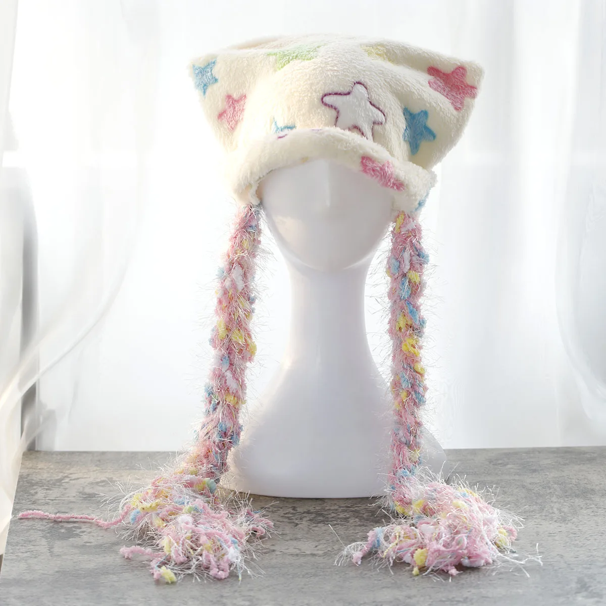 stella Set cappello sciarpa Berretti grandi Cappello di lana color caramello cappello orecchio in pelliccia sintetica berretto da sci Cappello grande Cappello coreano cappello caldo y2k Cappello